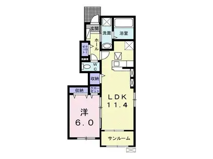 さくら I(1LDK/1階)の間取り写真
