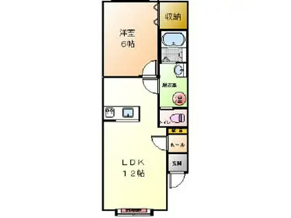 Mハイツ寿6(1LDK/2階)の間取り写真