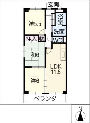 グレイス稲島(3LDK/3階)の間取り写真