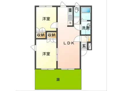 ビートルタウン パーク街E(2LDK/1階)の間取り写真