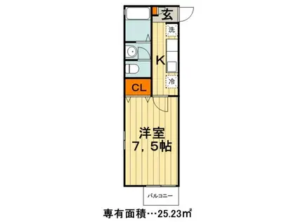 ツインコート船橋丸山II(1K/1階)の間取り写真