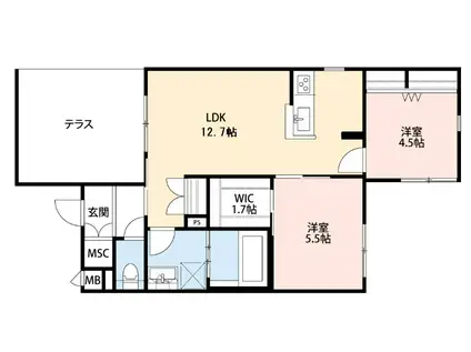 GRACE COURT(2LDK/1階)の間取り写真