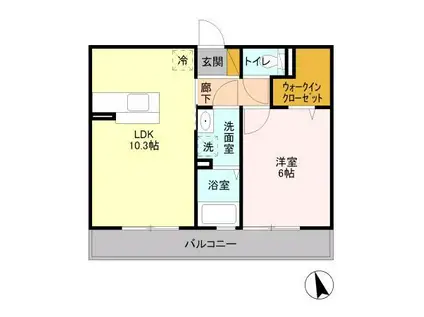 スカイフォレスト(1LDK/3階)の間取り写真