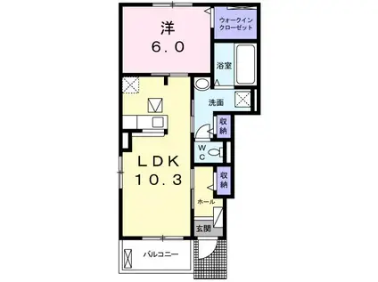 シャルム(1LDK/1階)の間取り写真