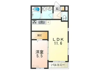 ジュネス7番館(1LDK/2階)の間取り写真