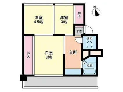 ヴィラナリー木太II(3K/2階)の間取り写真