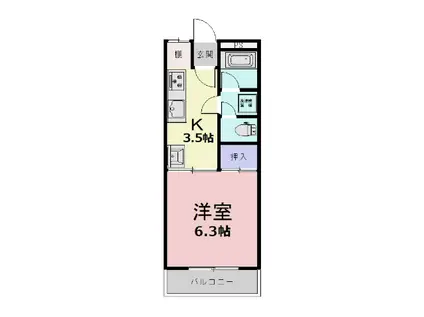 メゾンドール京目(1K/2階)の間取り写真