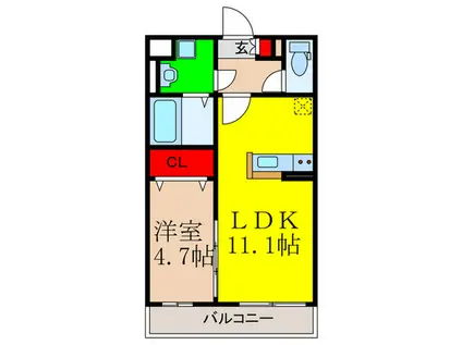 ネストージュ(1LDK/5階)の間取り写真