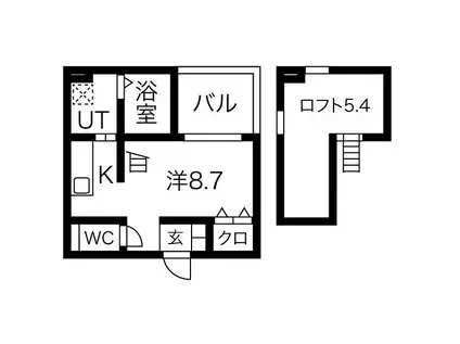 LUCK(1K/1階)の間取り写真