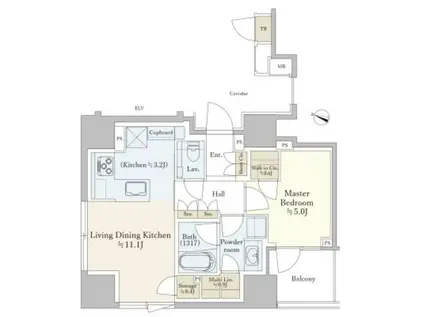パークホームズ南池袋(1LDK/3階)の間取り写真