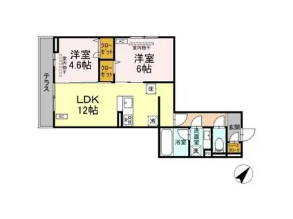 リエージュ(2LDK/1階)の間取り写真