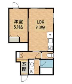 ビオ緑が丘(1LDK/1階)の間取り写真