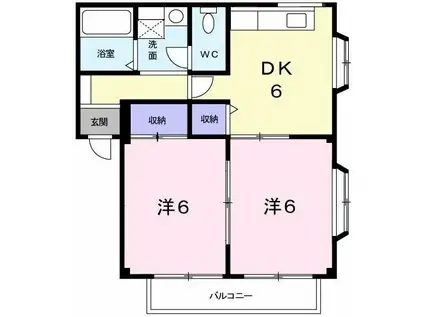 クレールハイムB(2DK/1階)の間取り写真