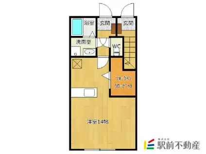 アーバンコートなごみ(ワンルーム/1階)の間取り写真