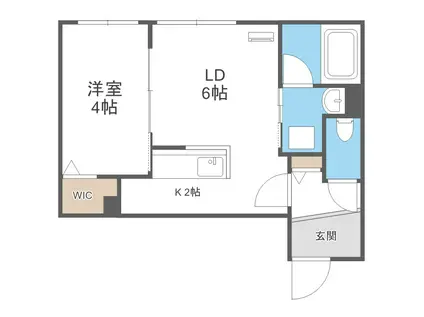 地下鉄南北線 南平岸駅 徒歩6分 4階建 築1年(1LDK/1階)の間取り写真