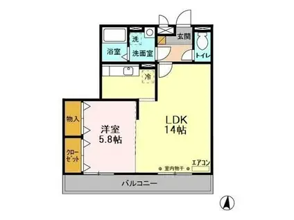 グレースヒルズI・II(1LDK/3階)の間取り写真
