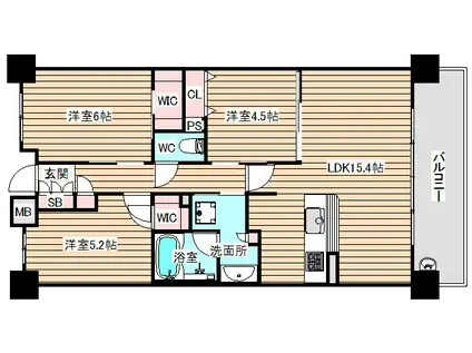 ハルモシティ(3LDK/8階)の間取り写真