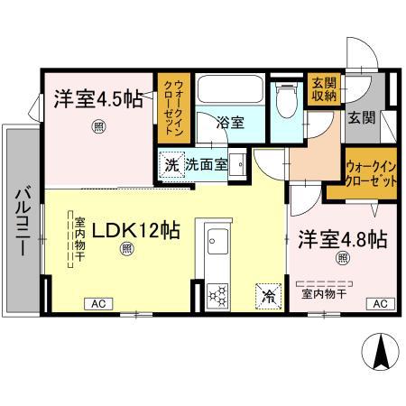 CAMPANELLA山本(2LDK/3階)の間取り写真