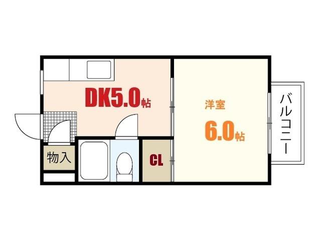野地ハイツ(1DK/3階)の間取り写真