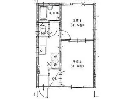 ノイエ下馬(2K/1階)の間取り写真