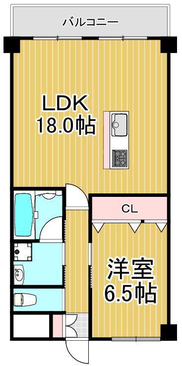 クイーンパレス浅伊(1LDK/6階)の間取り写真