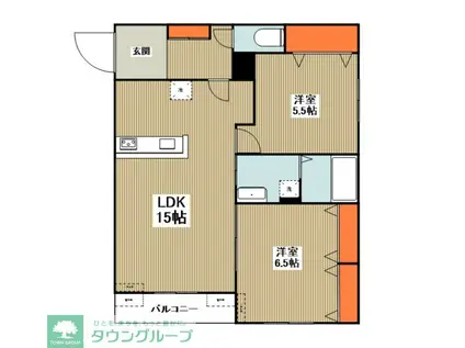 アステリア(2LDK/1階)の間取り写真