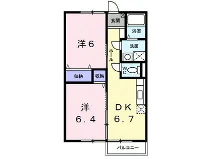 レスポワールI(2DK/2階)の間取り写真