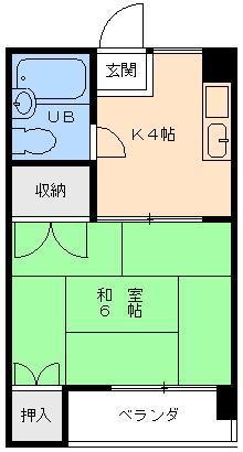 第2京屋マンション(1K/2階)の間取り写真