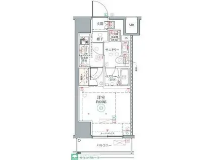 クレヴィスタ横浜関内II(1K/2階)の間取り写真