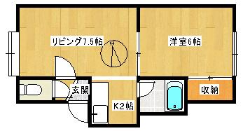 プラタナス曙B(1LDK/3階)の間取り写真
