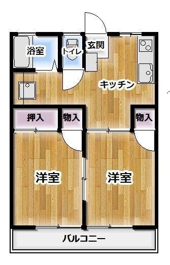サウスポート(2DK/2階)の間取り写真