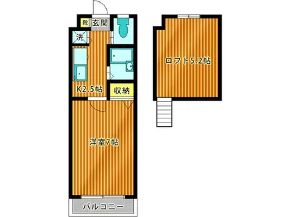 メゾン・ラフィーネ(1K/1階)の間取り写真
