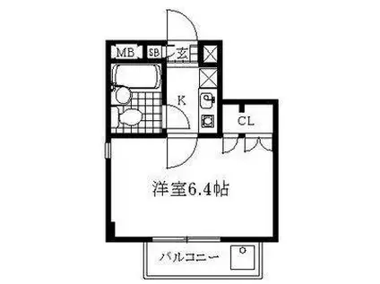 ロイヤルマンションスカイブルー(1K/1階)の間取り写真
