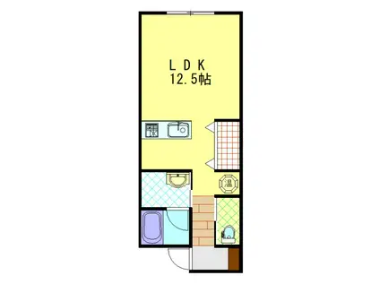 フロレゾン(ワンルーム/1階)の間取り写真