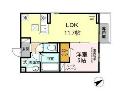 ティアレ(1LDK/1階)の間取り写真