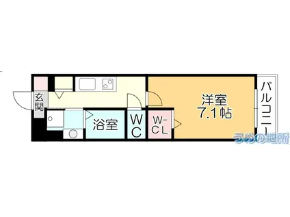 ラルヴェールIII(1K/1階)の間取り写真