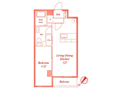 JMFレジデンス新横浜(1LDK/7階)の間取り写真