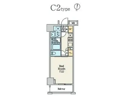 クレストコート中野富士見町(1K/3階)の間取り写真