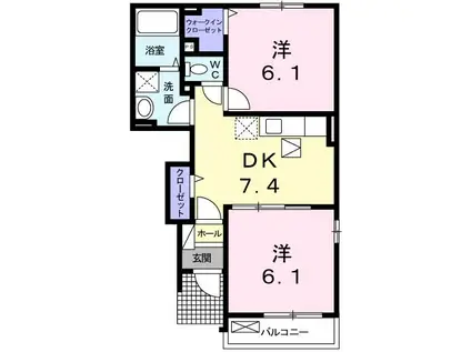 ストロベリーハウス C(2DK/1階)の間取り写真