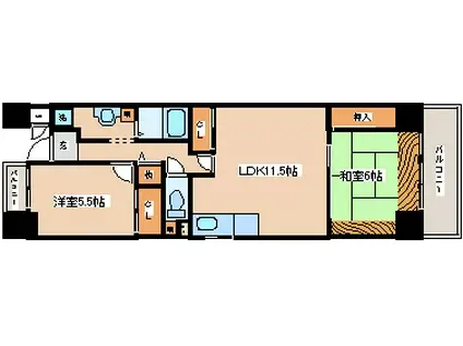 サンヴェール神戸(2LDK/6階)の間取り写真