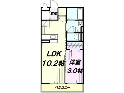 フェリスタ宮沢(1LDK/1階)の間取り写真