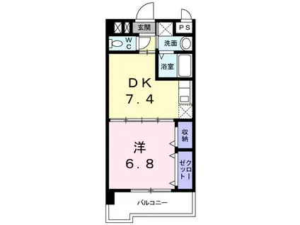 グレイスガーデン岬の山(1DK/6階)の間取り写真