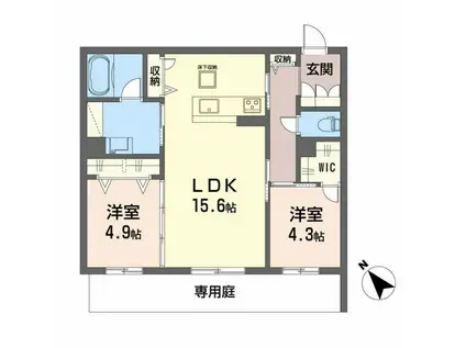 シャーメゾン西鳴水(2LDK/1階)の間取り写真