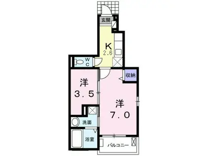 BELLE・88(1SK/1階)の間取り写真