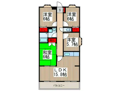 ヴェルドミール(4LDK/2階)の間取り写真
