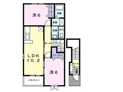 アルカンシエルIII(2LDK/2階)の間取り写真
