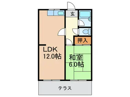 柴座ハイツ(1LDK/1階)の間取り写真