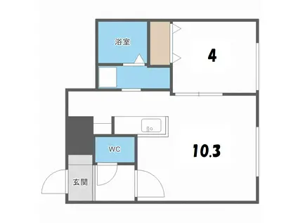 BLUESTAR中島公園テラス(1LDK/3階)の間取り写真