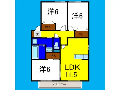 サンコートC(3LDK/1階)の間取り写真