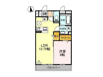 プランドールA棟(1LDK/3階)の間取り写真